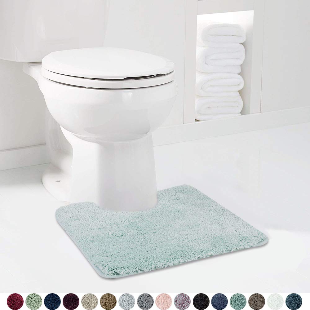 Walensee Shaggy 2 Piece Bath Rug Sets (Aqua) 20 X 24 U Shape Contour Rug & 20 X 32 Bathroom Rug Machine Wash/Dry Bath Mats For B